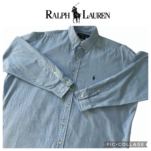 Ralph Lauren Other - Ralph Lauren Blake men light blue button down long sleeve denim shirt size XL